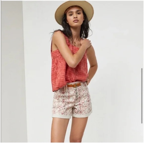 Anthropologie Sylvia Embroidered Button Back Cropped Tank Size Medium - Picture 9 of 9